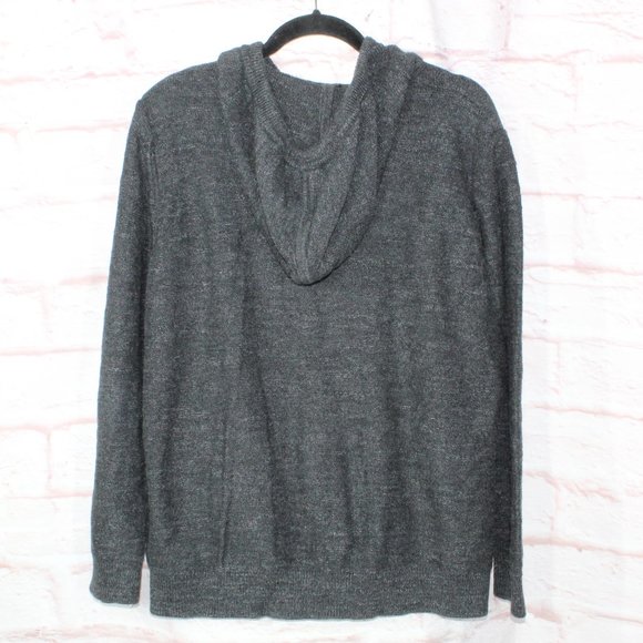 LL Bean Gray Organic Cotton Full Zip Hooded Knit Sweater Jacket Size XL - Picture 4 of 8